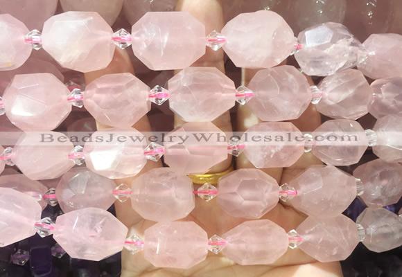 NGBS264 15 inches 13*18mm - 15*20mm faceted nuggets rose quartz gemstone beads