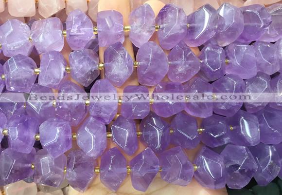 NGBS288 15 inches 13*18mm - 15*20mm faceted nuggets lavender amethyst beads wholesale