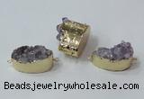 NGC687 15*28mm - 20*30mm freeform druzy amethyst connectors