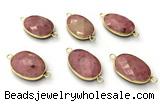 NGC7053 17*22mm faceted oval pink wooden jasper connectors