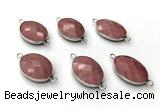 NGC7062 17*22mm faceted oval pink wooden jasper connectors