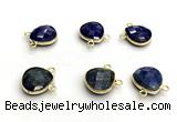 NGC7072 14mm faceted flat teardrop lapis lazuli connectors