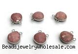 NGC7074 14mm faceted flat teardrop pink wooden jasper connectors