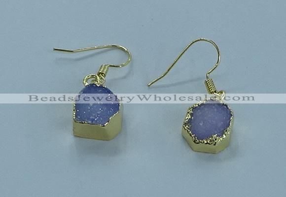 NGE332 9mm - 11mm freeform druzy agate earrings wholesale