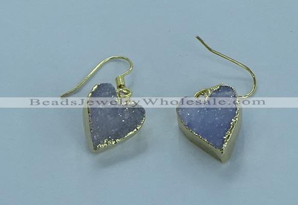 NGE370 13*13mm - 14*14mm heart druzy agate earrings wholesale