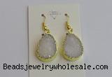 NGE401 15*20mm teardrop AB-color druzy agate gemstone earrings