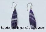 NGE410 10*35mm flat teardrop dogtooth amethyst earrings