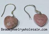 NGE430 10*10mm heart-shaped rhodonite earrings wholesale