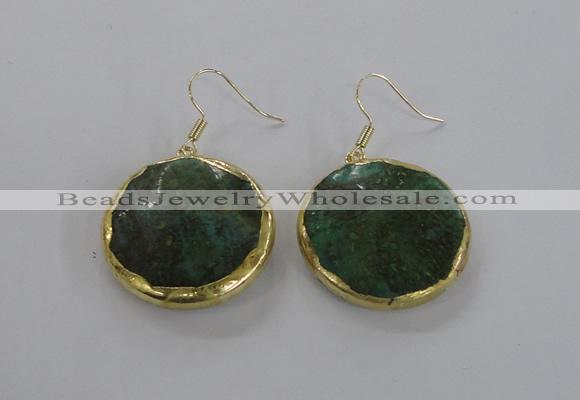 NGE59 30mm flat round agate gemstone earrings wholesale