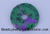 NGP223 5*30mm synthetic ruby zoisite & malachite gemstone donut pendant