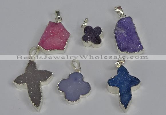NGP3454 15*15mm - 22*30mm druzy agate gemstone pendants