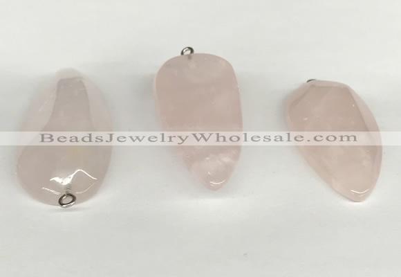 NGP5771 22*48mm - 25*55mm flat teardrop rose quartz pendants