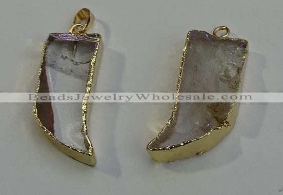 NGP6059 15*40mm - 18*45mm horn white crystal pendants