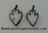 NGP6450 22*28mm - 25*35mm arrowhead white crystal pendants