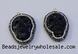 NGP7091 30*40mm skull white jade pendants wholesale