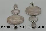 NGP8001 50*82mm - 52*86mm rose quartz pendant set jewelry