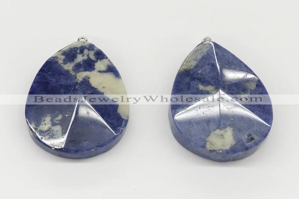NGP9835 32*42mm - 35*45mm faceted nuggets sodalite pendants