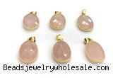 NGP9876 17*22mm faceted oval rose quartz pendant