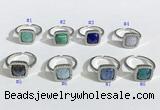 NGR1131 12mm square mixed gemstone gemstone rings wholesale