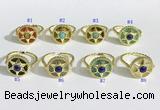 NGR1135 14mm flat round mixed gemstone gemstone rings wholesale