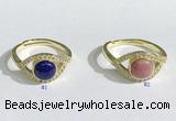 NGR1138 7mm flat round mixed gemstone gemstone rings wholesale