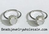 NGR1142 6*8mm oval white moostone gemstone rings wholesale