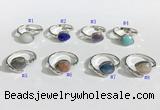 NGR1144 8*10mm faceted flat droplet mixed gemstone rings wholesale