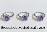 NGR1145 6*8mm faceted oval amethyst gemstone rings wholesale