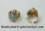 NGR173 20*25mm druzy agate gemstone rings wholesale