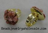 NGR178 25*30mm druzy agate gemstone rings wholesale