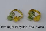 NGR212 5*8mm - 6*10mm freeform druzy agate & peridot rings wholesale