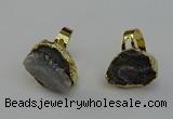 NGR2127 20*25mm - 25*35mm freeform plated druzy agate rings