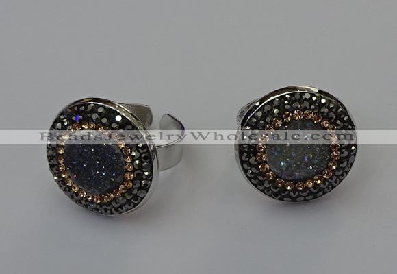 NGR2138 20mm - 22mm coin plated druzy agate rings wholesale