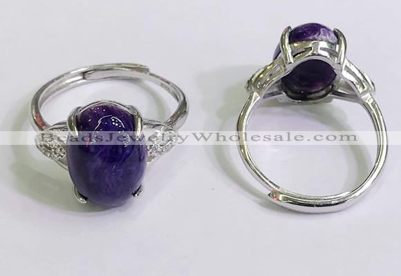 NGR3026 925 sterling silver with 10*14mm oval charoite rings