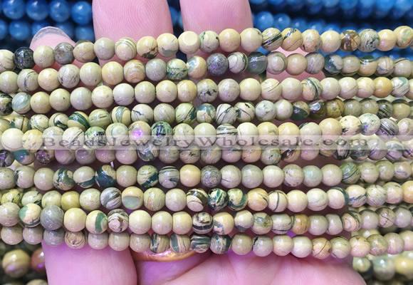NSBS05 15 inches 4mm round Green Dragon Veins Jasper beads wholesale