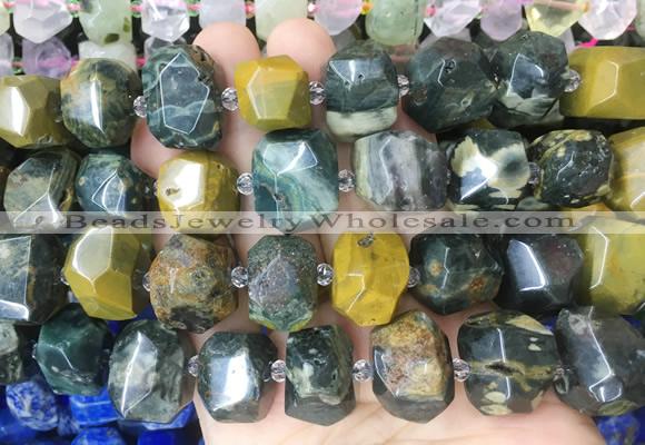 OSBS01 15 inches 12*16mm - 13*18mm faceted nuggets ocean jasper beads