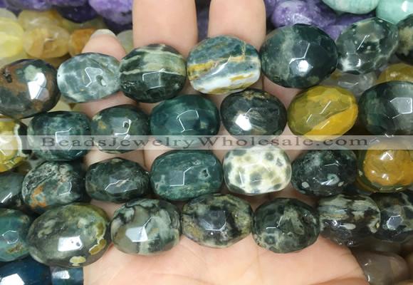 OSBS02 15 inches 12*16mm - 13*18mm faceted nuggets ocean jasper beads