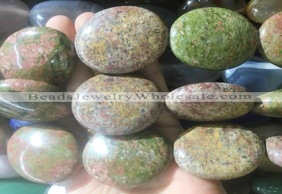 OVBS34 15 inches 30*45mm oval unakite gemstone beads wholesale