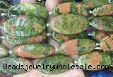 OVBS74 15 inches 20*40mm oval unakite gemstone beads wholesale