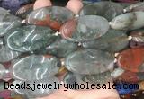 OVBS77 15 inches 20*40mm oval blood jasper gemstone beads wholesale
