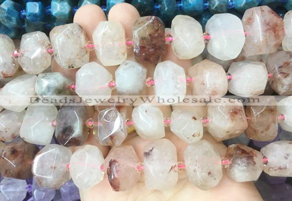 PQBS01 15 inches 12*16mm - 13*18mm faceted nuggets pink quartz beads