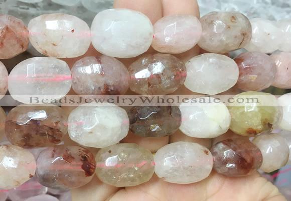 PQBS02 15 inches 12*16mm - 13*18mm faceted nuggets pink quartz beads