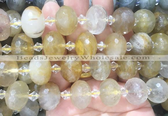 RBBS22 15 inches 13*18mm faceted rondelle yellow quartz gemstone beads