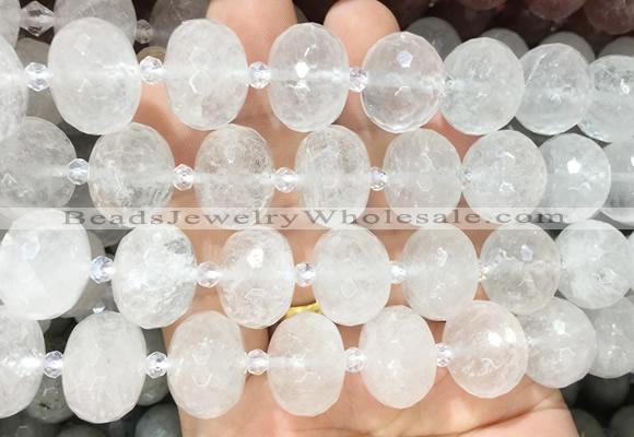 RBBS25 15 inches 13*18mm faceted rondelle white crystal gemstone beads