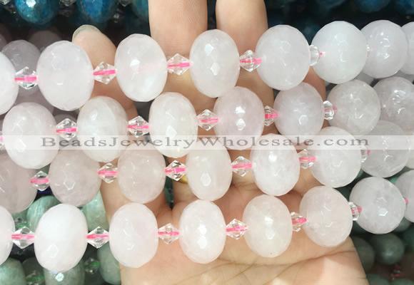 RBBS34 15 inches 13*18mm faceted rondelle rose quartz gemstone beads