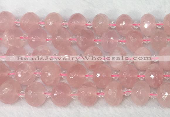 RBBS44 15 inches 13*18mm faceted rondelle rose quartz beads wholesale