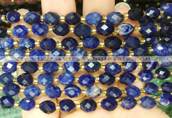 RIBS49 15 inches 6*8mm faceted rice sodalite gemstone beads wholesale