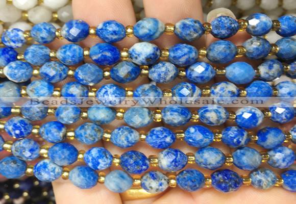 RIBS50 15 inches 6*8mm faceted rice Lapis lazuli beads wholesale