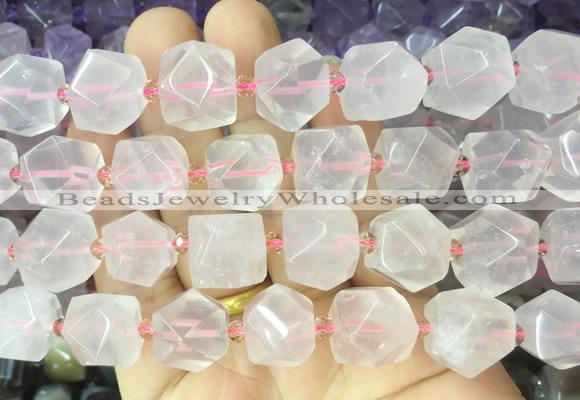 RQBS10 15 inches 10*14mm - 12*15mm faceted nuggets rose quartz beads