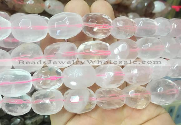 RQBS11 15 inches 12*16mm - 13*18mm faceted nuggets rose quartz beads